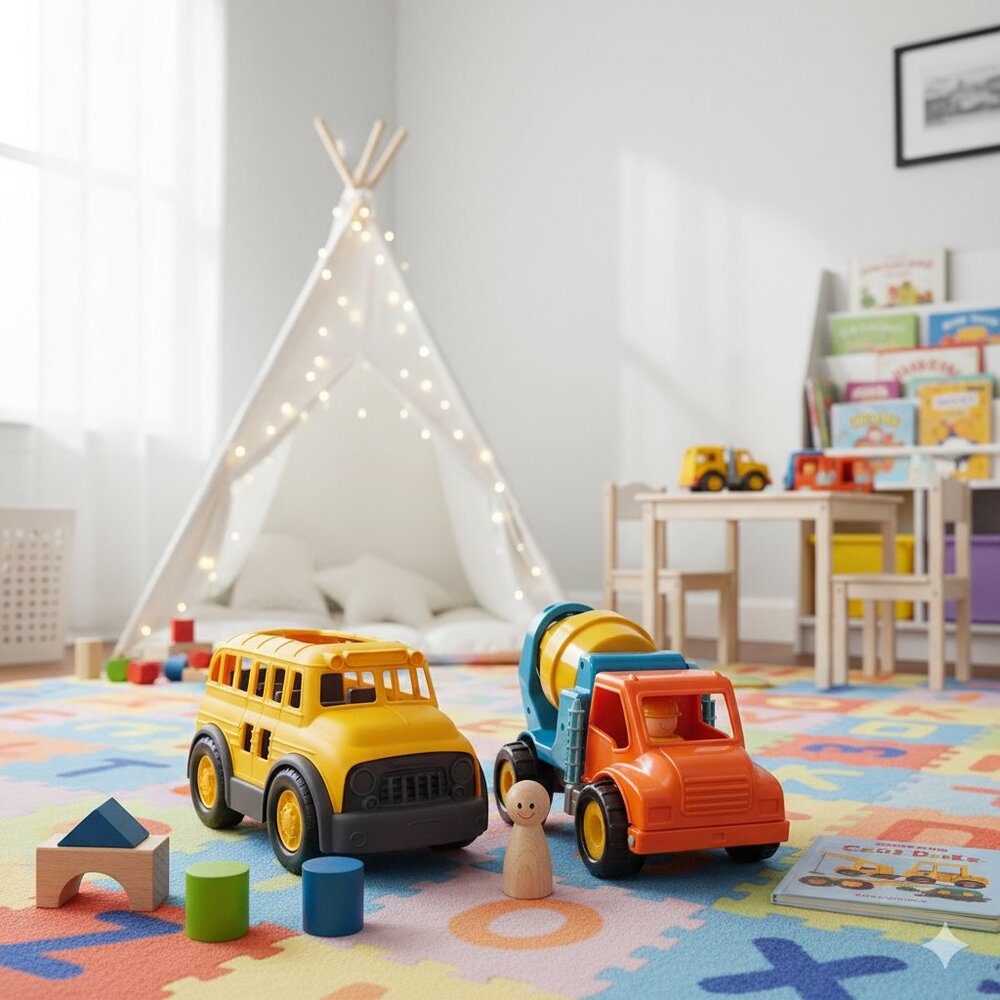 Bundle of 2 School Bus & Cement Truck